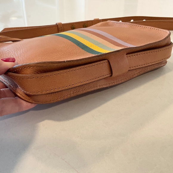 MADEWELL The Simple Crossbody Multi Striped Tan Leather Bag - Picture 3 of 11